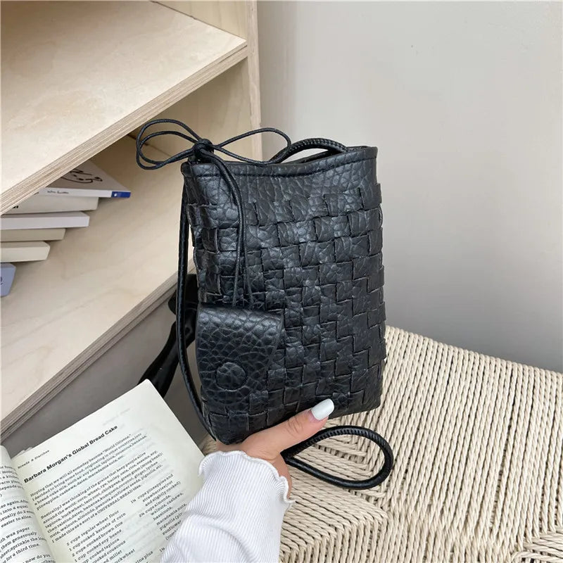 Women's Bag PU designer luxury bags woman 2026 Shoulder bags Fashion niche woven minimalist crossbody bag Wallet