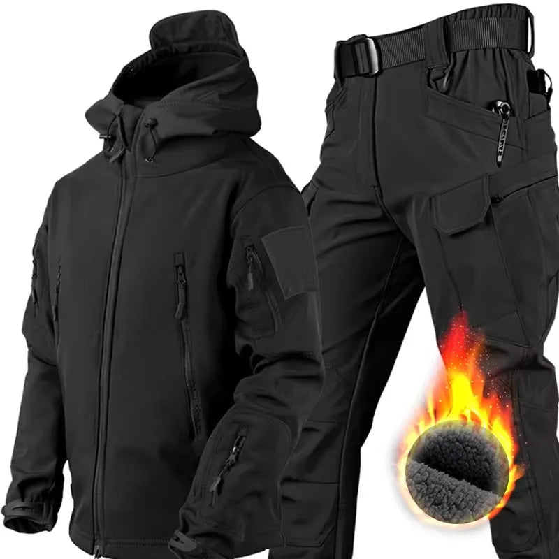 Winter Autumn Fleece Men Jacket Tactical Waterproof Suit Outdoor Fishing Hiking Camping Tracksuits Coat Thermal Suit