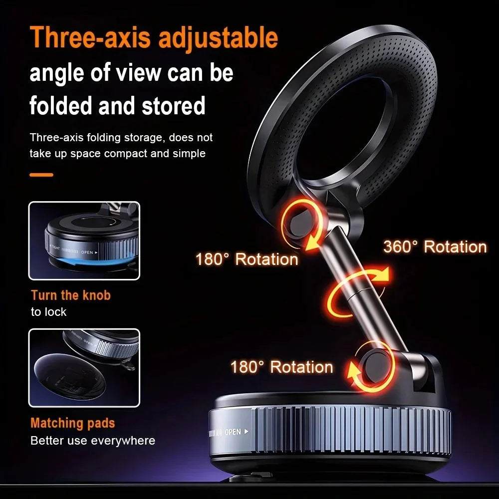 Car Magnetic Mobile Phone Holder 360 Rotatable Foldable Vacuum Suction Cup Stand Portable Universal Adsorption Smartphone Holder
