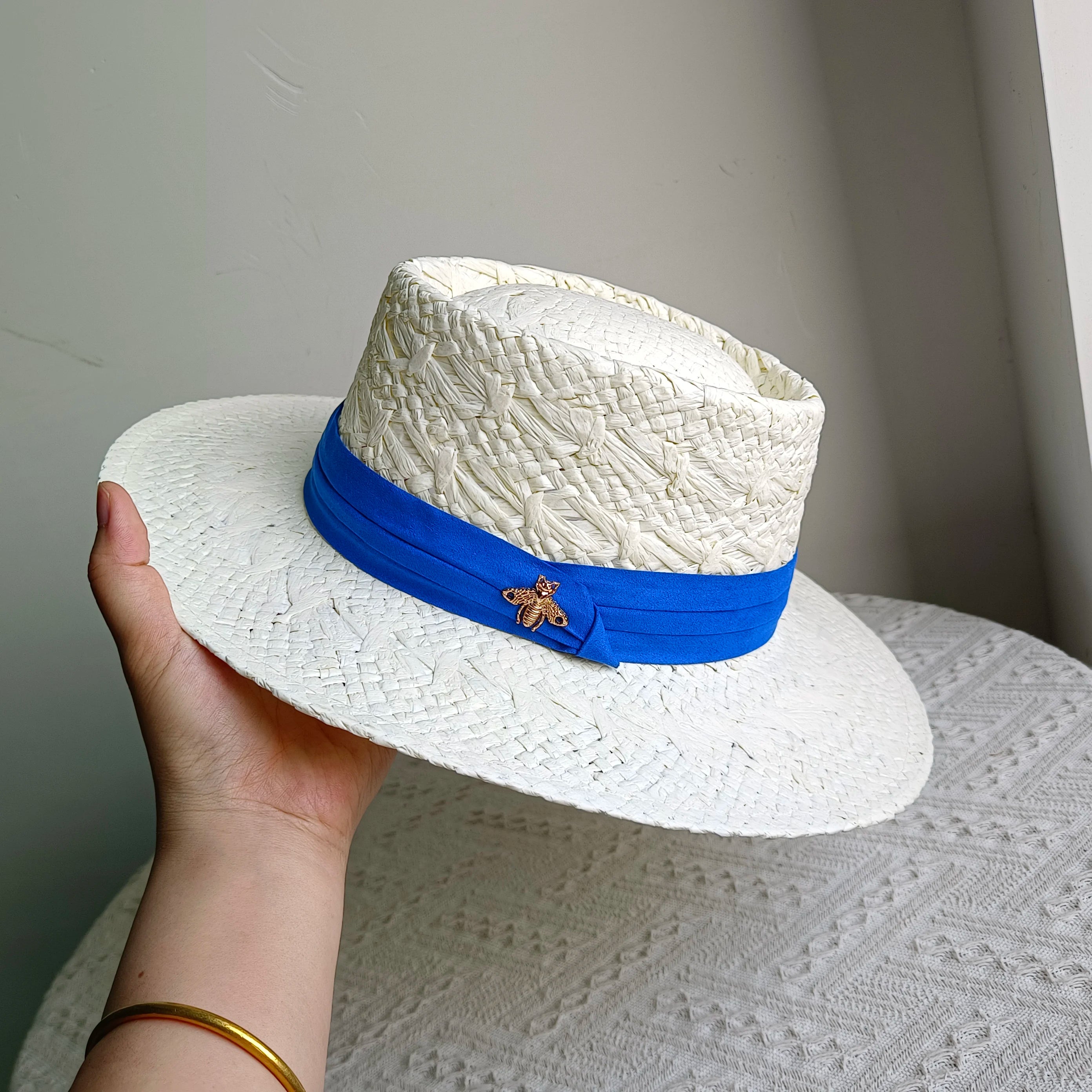 hats beach hat bohemian flat brim hat hand woven straw hat ladies summer vacation travel sun hat