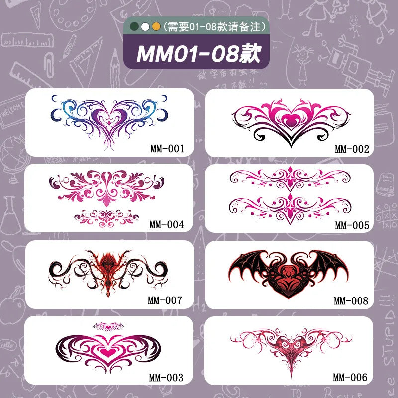 Pink Succubus Totem Tattoo Stickers for Woman Art Temporary Tattoos Set Waterproof Sexy Abdomen Lasting Fake Tattoo Cover Scars