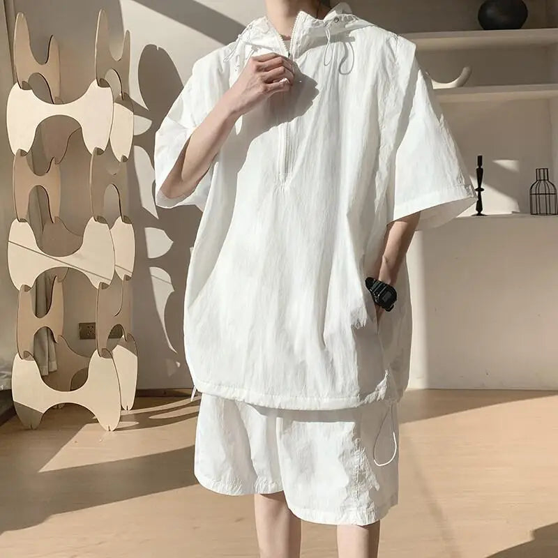 Men's Summer 2-Piece Outfit Breathable T-Shirt And Quick-Dry Shorts Set Casual Streetwear Trendy Gym And Beach Wear M-8XL 7XL