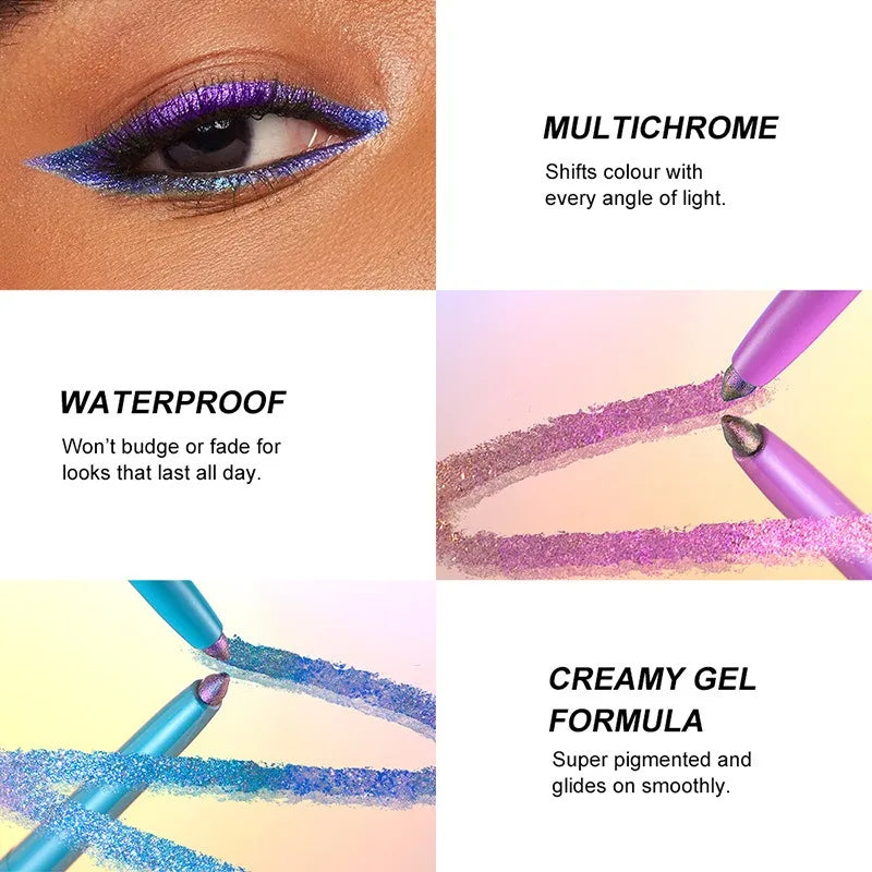 Pearlescent Aurora Purple Eyeliner Pen Chameleon Metallic Eye Liner Shiny Eyeshadow Lying Silkworm Green Blue Makeup Pigment