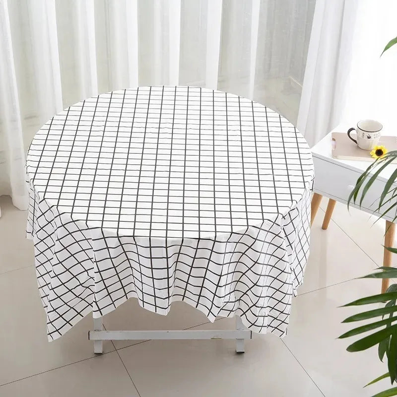 2PCS Disposable Black Checkered Tablecloth Plastic Tablecloth Birthday Party Outdoor Picnics Daily Household Use Table Cover