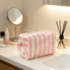 Striped Toiletry Bag Women's Travel Cosmetic Storage Bag Portable Casual Makeup Organizer for Business Trip