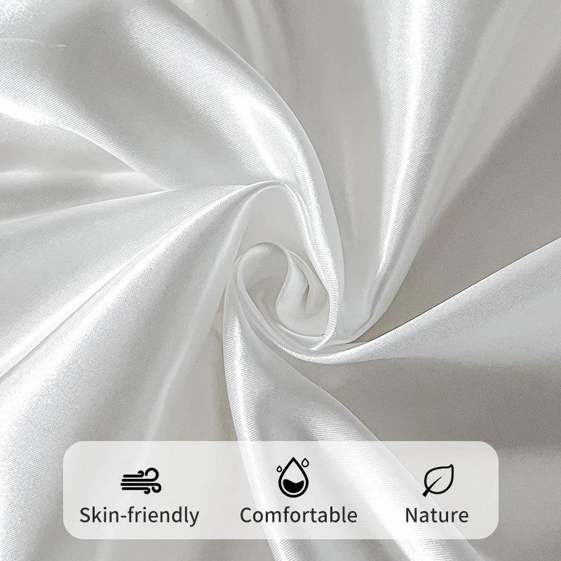 Satin Elastic Fitted Sheet Solid Mattress Cover 360 Band Bed Sheet for Single Double Couple King Queen Full Twin Bedsheet