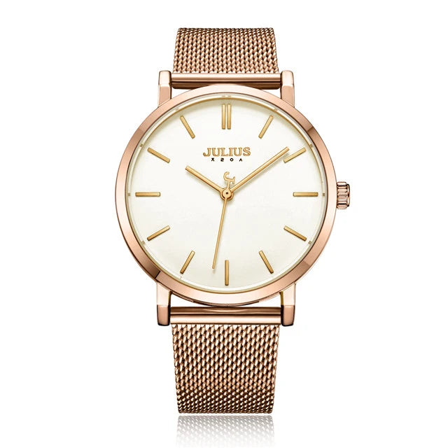 New Thin Julius Men's Watch Women's Watch Couple Lovers Clock Fashion Hours Stainless Steel Simple Boy Girl Birthday Gift Box