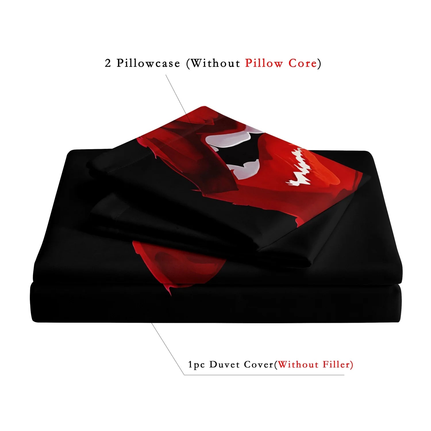 3Pcs Sexy Red Lips Pattern Soft Comfortable Bedding Set Included 1 Duvet Cover & 2 Pillowcases For All-Season Home Dorm Hotel