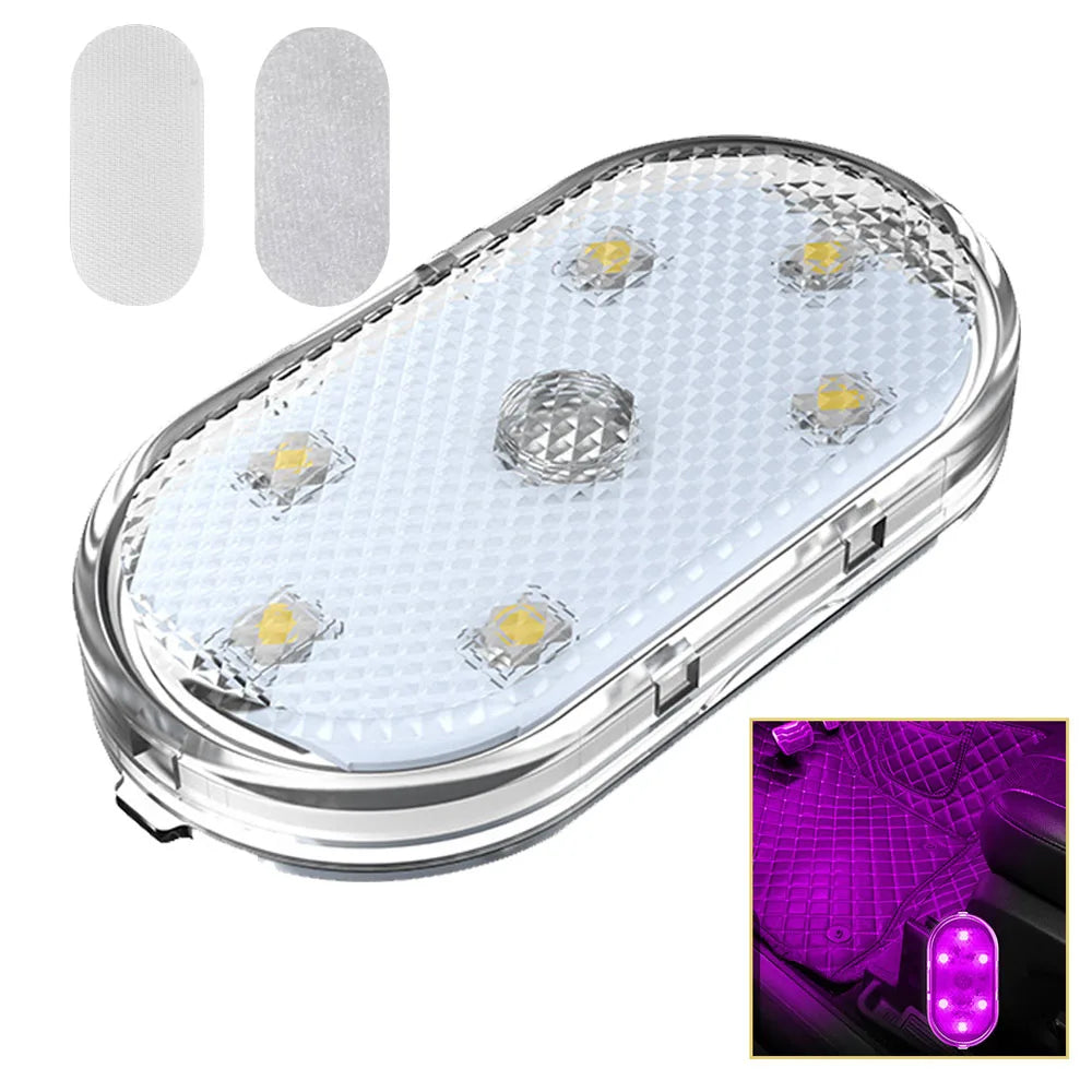 1pc Car LED Light Interior Lighting Atmosphere Lamp for Armrest Box Trunk Switch Touch Control Wireless Mini LED Foot Lights