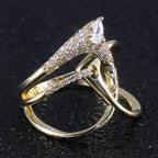 Huitan Luxury Irregular Magical Witch Ring Super Cool Accessories Gadget Golden Twist Winding Women Jewelry Personality Rings