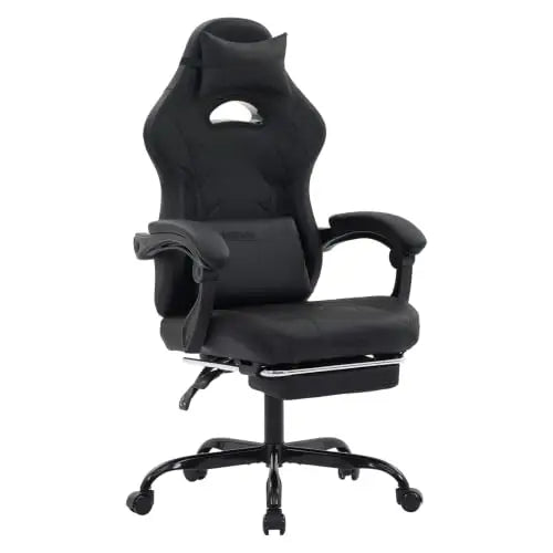 Gaming Chair with Footrest and Massage Lumbar Support, Ergonomic Computer Gamer Chair, Office Video Game Chairs (Cyan