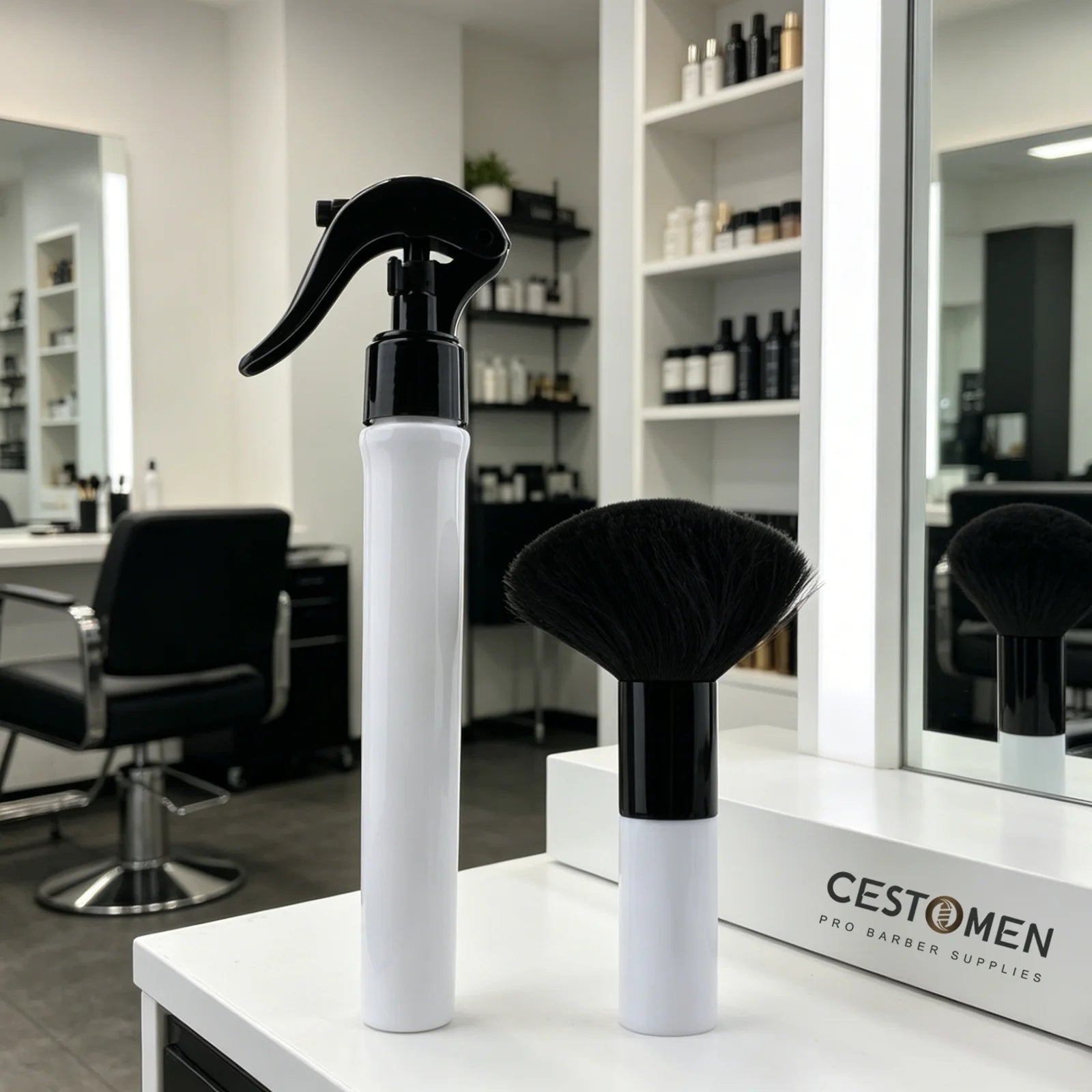 2PCS Professional Salon Barber Hairdresser Tools Set 30ML Fine Mist Sprayer Bottle For Barbershop Duster Cleaning Hair Brushes