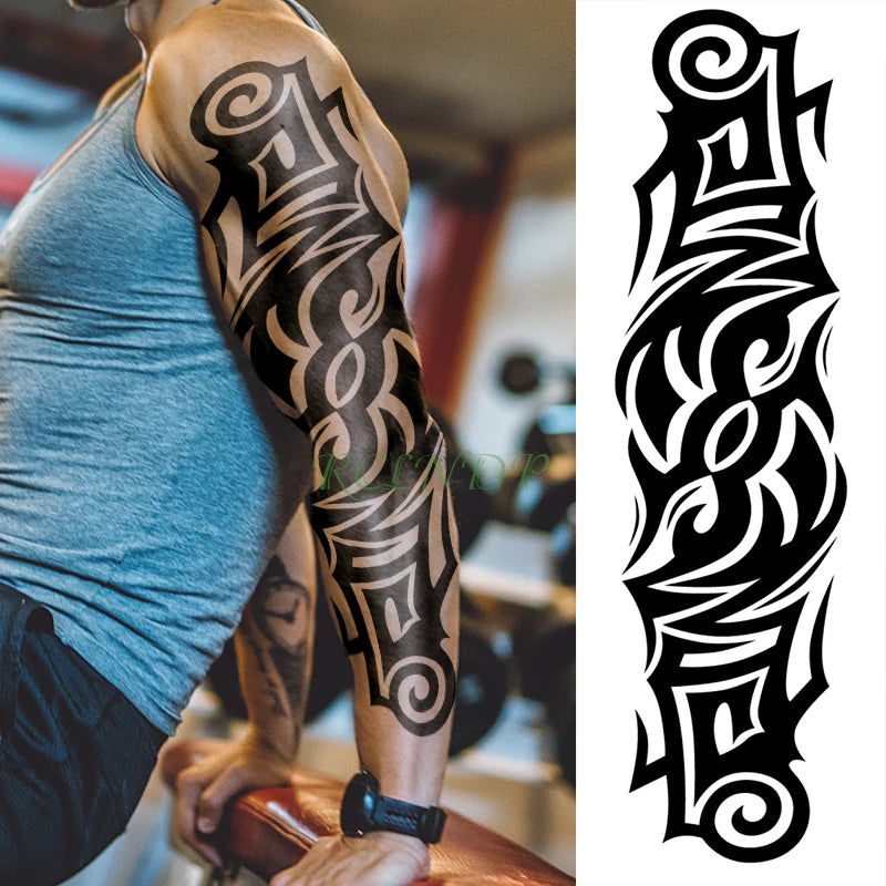 Waterproof Temporary Tattoo Sticker totem geometric full arm large size sleeve tatoo fake tatto flash tattoos for men women