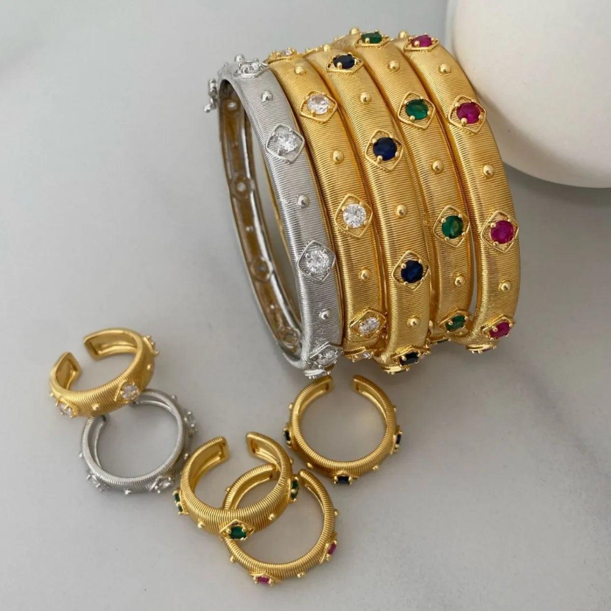European and American New Style Palace Retro Brushed Diamond-Studded Open Bracelet for Women Exquisite Versatile Bangles