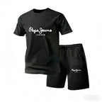 New summer fitness sportswear for men short-sleeved T-shirt and shorts two-piece set breathable and quick-drying casual wear