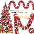 6M Christmas Snowflake Tinsel Garland Xmas Tree Decoration Christma Metallic Twist Garland Ceiling Hanging New Year Party Decor