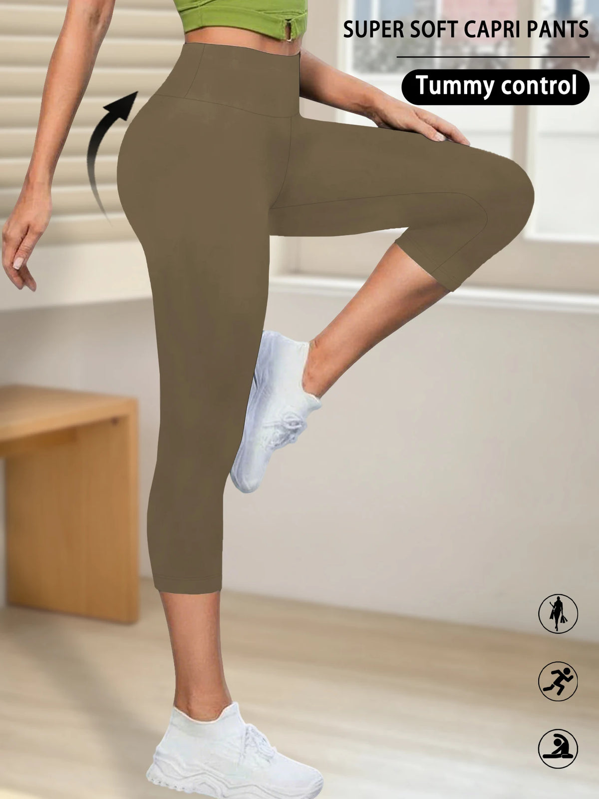 High Waisted Yoga Pants for Women Capri Pants Super Soft No See Through Workout Running Home Lounge Leggings