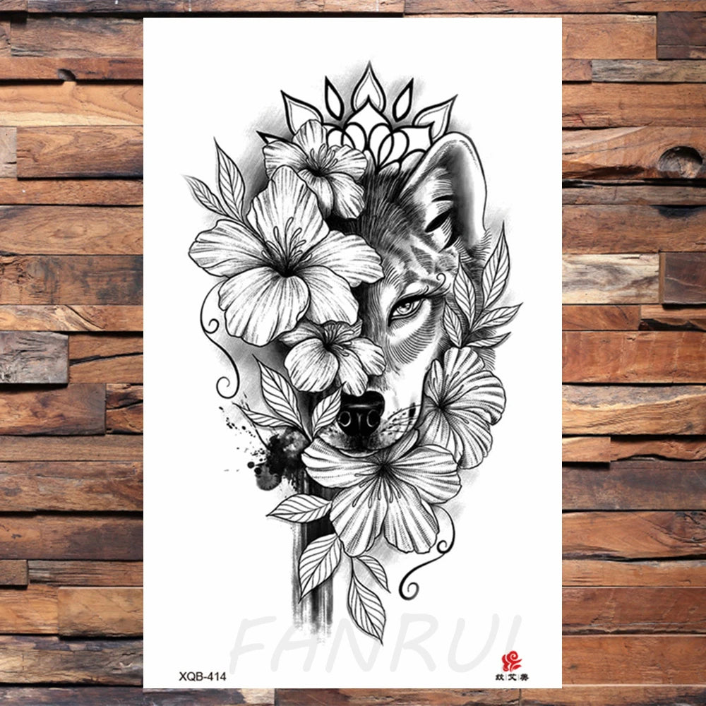 Watercolor Rose Flower Temporary Tattoo For Women Kids Girls Cherry Fake Tattoos Sticker Sexy Lotus Henna Waterproof Tatoo Waist