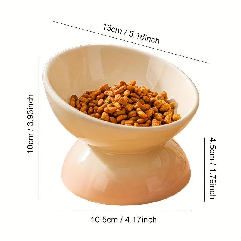 Ceramic Cat Bowl Pet Accessories Drink Water Bowl Diagonal High Feet Cute Cervical Spine Protection Cat Bowl Pet Supplies