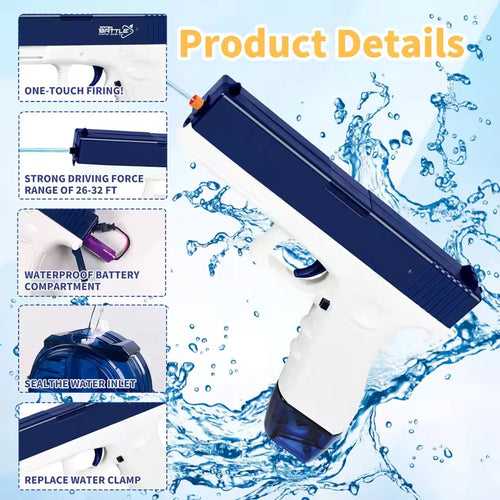 Electric Water Gun Rechargeable Automatic & Manual Spray Gun Capacity Range Up to 32 FT Range for Adults & Kids