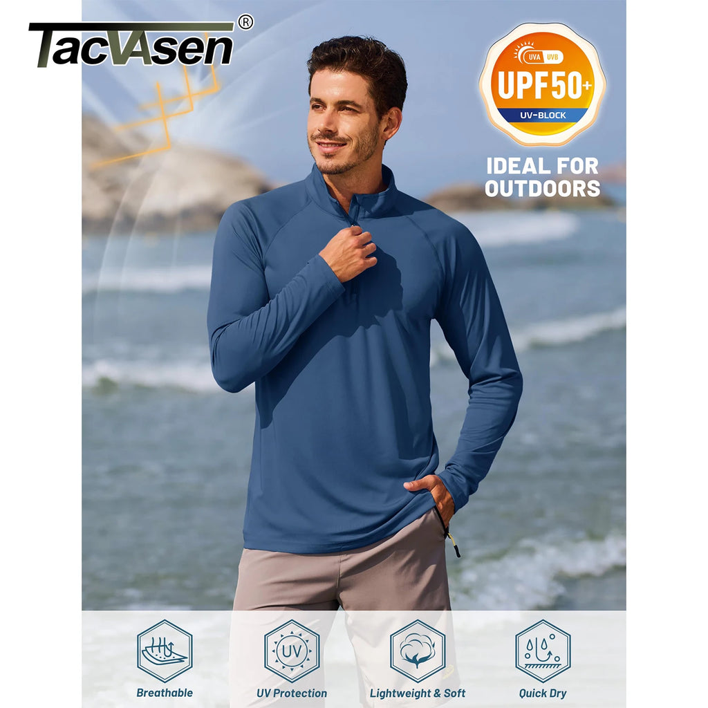 TACVASEN UPF50+ UV Protection T-Shirt Mens Lightweight Long Sleeve Quick Dry Fishing Shirt Outdoor Hiking Workout Rash Guards