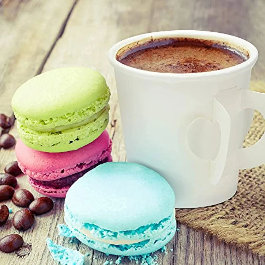 Premium Espresso White Paper Cups with Handles - 4 oz 50 Pack - Elegant, Eco-Friendly and Perfect for Creamy Coffee Moments