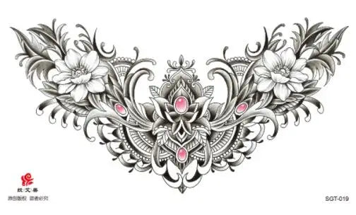 Disposable Tattoo Sticker, Fake Tattoo for Woman, Waterproof Body Art Tattoo for Couples Letter Lotus Flower Temporary Tattoo