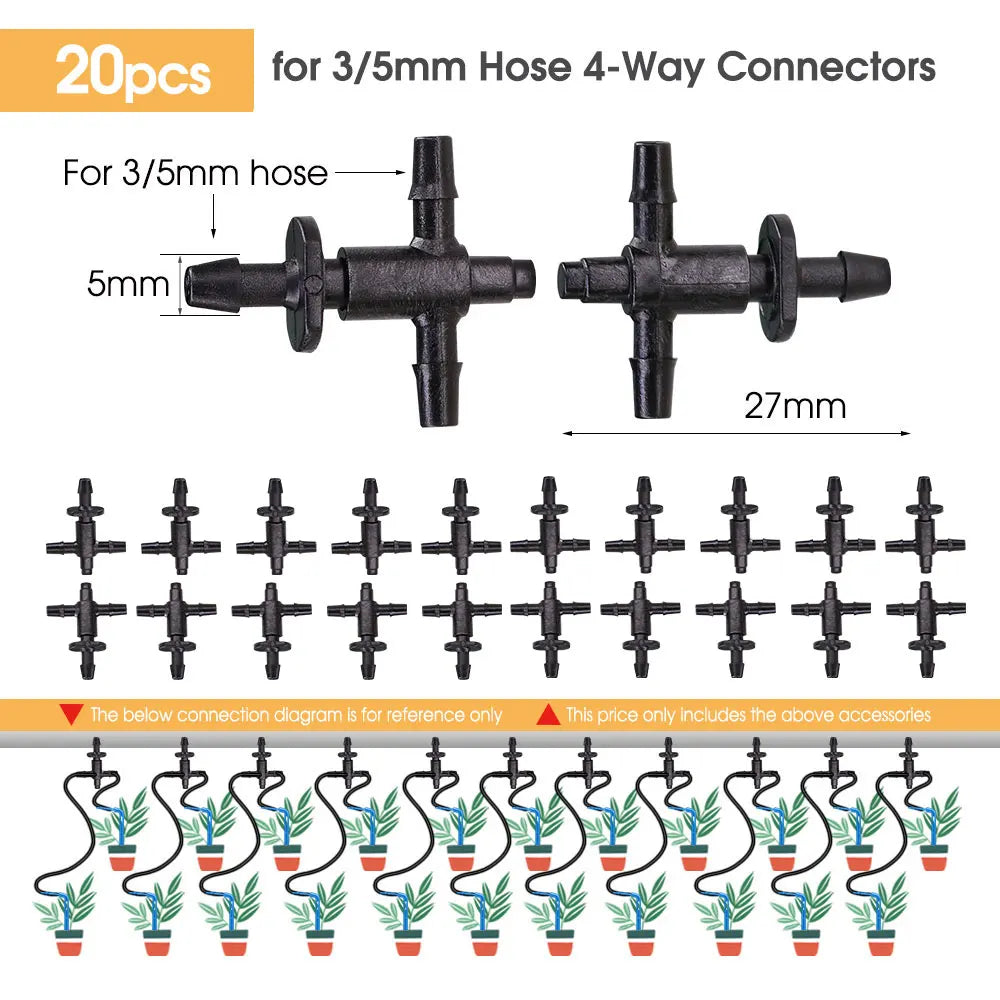2L 4L 8L Dripper Irrigation 3/5mm Hose 2/4-Way Connector Water Splitter Emitter Drip Arrow Micro Drip System Garden Accesorries