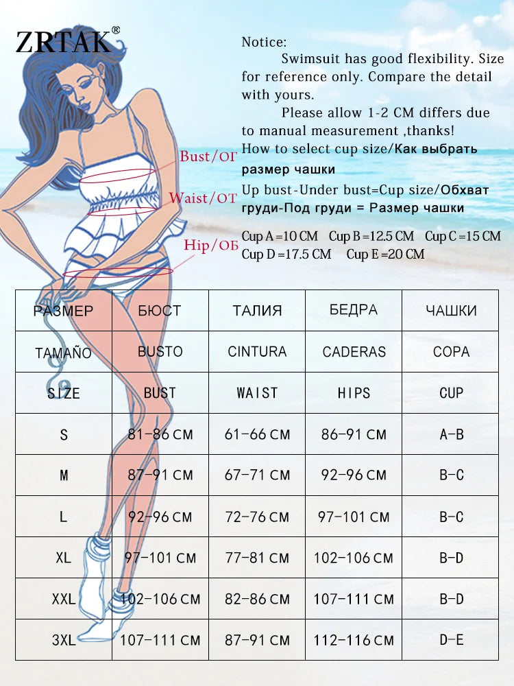 ZRTAK Push Up Bikinis Set Two Piece Suit Women Swimsuit 2025 Bathing Suit Sexy Bikini Swimwear Print Beachwear Tied Biquinis
