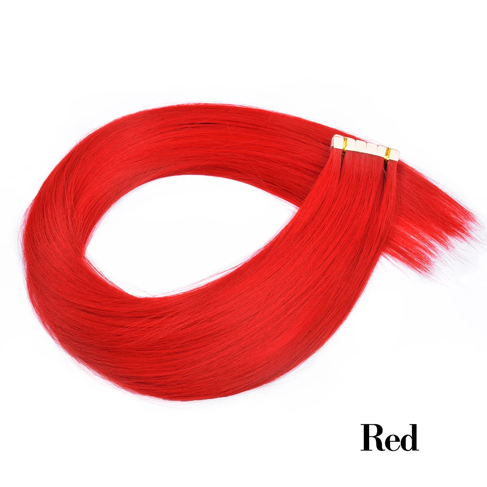 Synthetic Straight Tape In Hair Extensions 10pcs Natural Hair Extension 24inch For Women Invisible Double Sided Free Style