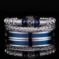 3pcs Set Men Bracelet Stainless Steel Handmade Rope Bangles Men Skull Bracelets with Tigereye Natural Stone Gift Accessories