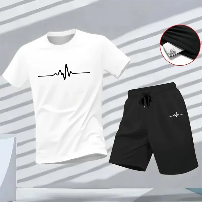 Daily Men's Tracksuit 2026 Two-piece Set Versatile Shorts-sleeved T-shirt and Sport Short Casual Quality Summer Outdoors Jogging