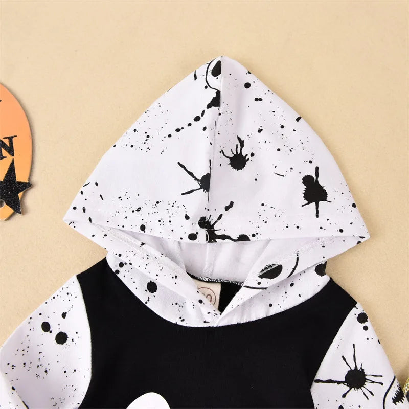 Newborn Infant Baby Girl Boy Clothes  Halloween Baby Romper Long-Sleeve Hoodies Cotton Nightmare Print Jumpsuit 0-18Months