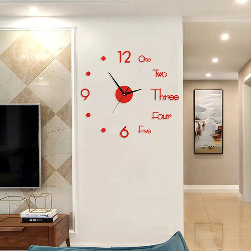 3D Wall Clock Mirror Wall Stickers Creative DIY Wall Clocks Modern Design Mute Quartz Needle Watch Home Decor