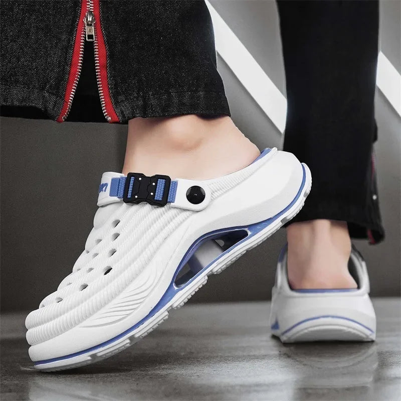 Luxurious Summer Men's Sandals Outdoor Wearable Slippers Thick Bottom Hole Design Anti-Slip Comfortable EVA Material Leisure Sho