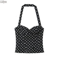 Sexy Y2K Girl Halter Tops Corset Slim Polka Dot Print Short Tops Camis Fashion 2026 Spring Summer Streetwear Holiday Beach Camis