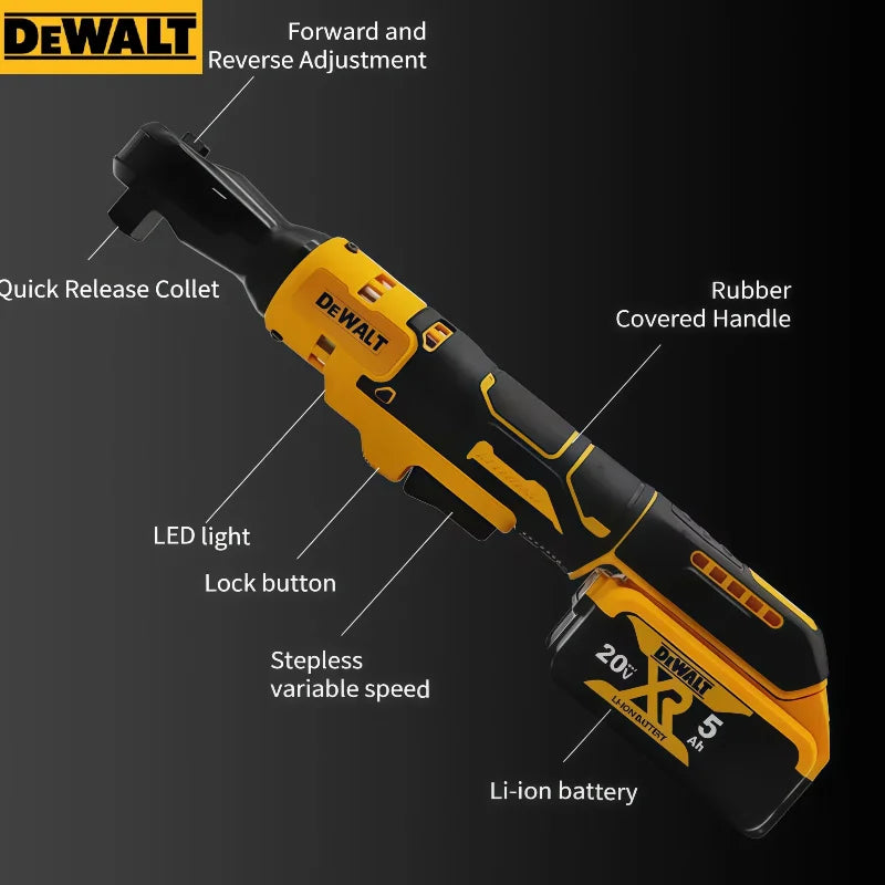 Dewalt Brushless Ratchet Right Angle Wrench DCF512 Cordless Driver Multifunction Variable Speed Power Wrench LED Power Tools