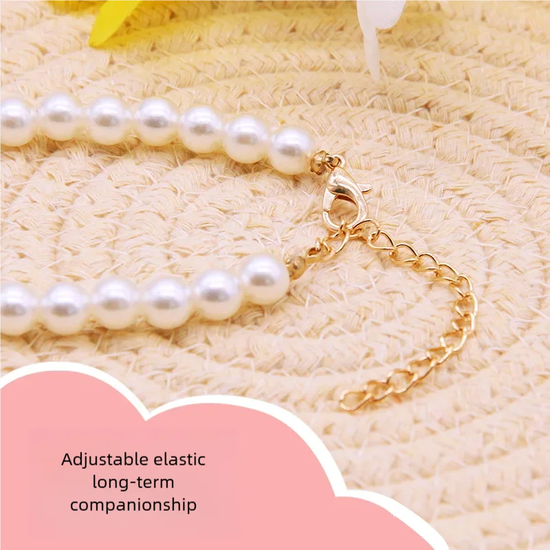 Adjustable Pet Pearl Necklace Accessories for Cats Gotas Animals Fashion Rhinestones Sphynx Cat Collar Kitten Dog collier chat