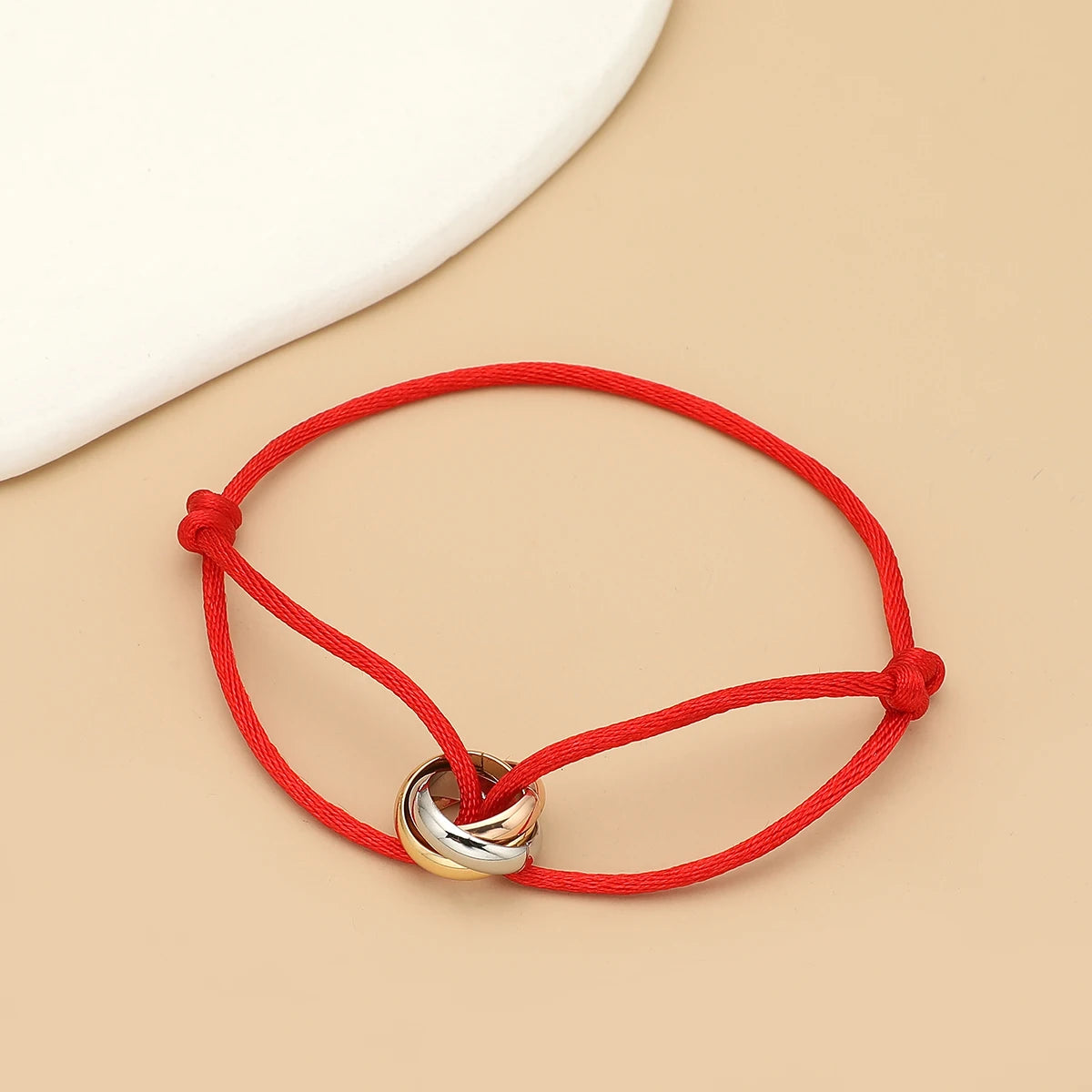 Simple Fashion Unisex Bracelet 3 Metal Round Circle Accessory Adjustable Men's Rope Bracelet for Women Jewelry Gifts