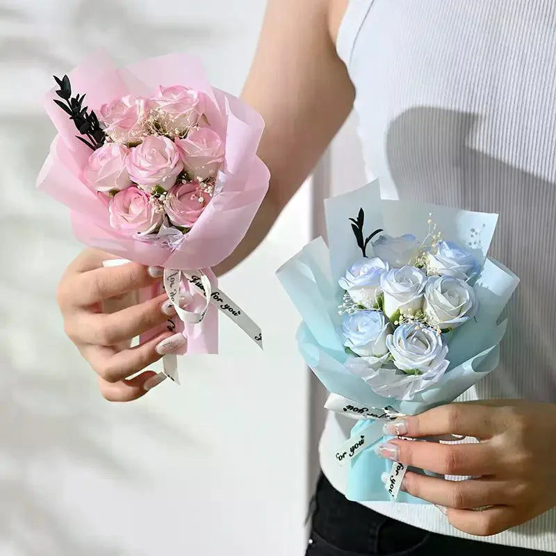 Valentine's Day Gift Decoration Rose Artificial Flowers Bouquet Fake Flower For Girlfriend Gift Mother's Day Decor Flower