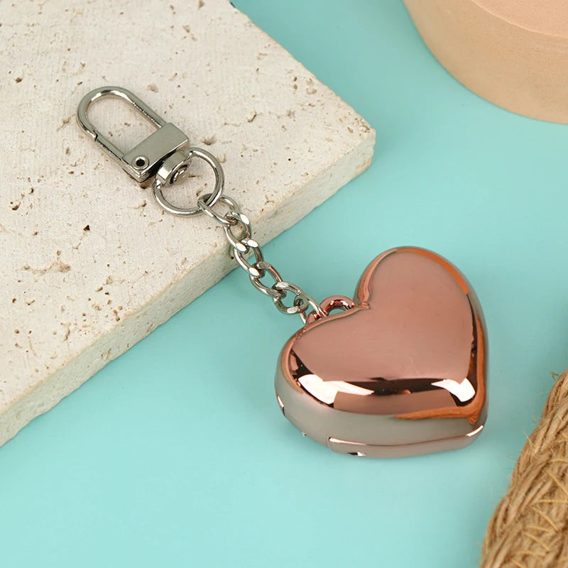 1Pcs Heart Shape Blush Empty Compact with Mirror, Keychain DIY Refillable Powder Case for Makeup