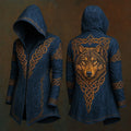 Vintage Goth Printed Hooded Coats Mens Fall Winter New Casual Loose Long Sleeve Long Cardigan Tops Men Fashionable Jacket Coat