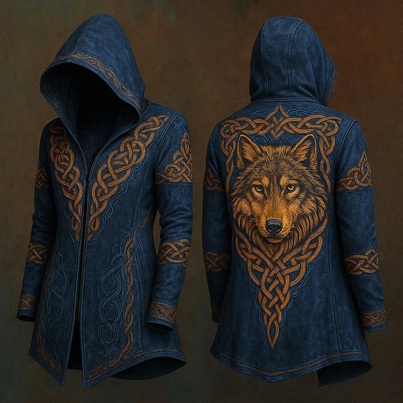 Vintage Goth Printed Hooded Coats Mens Fall Winter New Casual Loose Long Sleeve Long Cardigan Tops Men Fashionable Jacket Coat