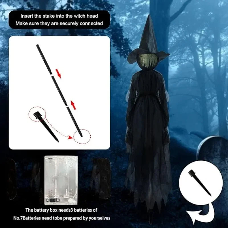 3PCS Halloween Colourful Glow Three Hand-Holding Witches Sound-activated hand-holding witch Halloween light up decoration props