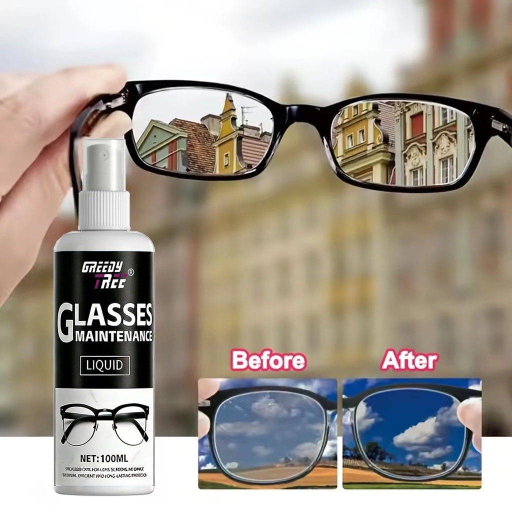 Glasses Cleaner Spray - Lens Cleaning Liquid with Free Microfiber Towel, Anti-Fog & Scratch Resistance for Eyeglasses, Screens,