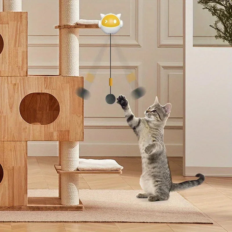 Interactive Cat Teaser Toy, Automatic Hands-Free Rising and Lowering Ball with Clamp, Stimulates Hunting Instincts