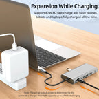 KEBIDUMEI 11 Ports USB C HUB Docking Station RJ45 Adapter to HDMI-Compatible 4K VGA SD/TF Card 3.5MM AUX for PC Laptop Splitter