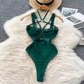 Valentine Party Sleepwear Combination Catsuits Slim Intimate Erotic Mesh Strappy Rompers Women Bodysuits Lingerie Sexy Sets