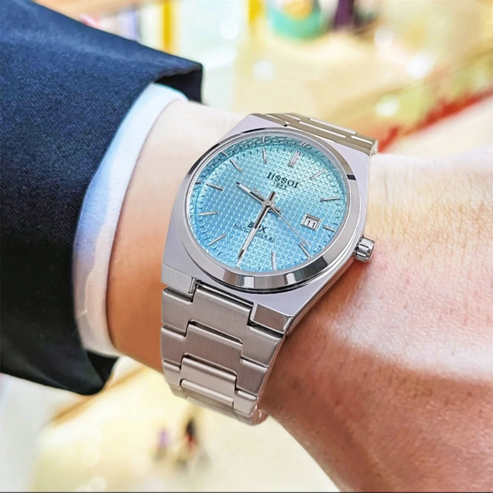 New Style Light Luxury Fashion Business Simple and Stylish Men's Watch, Hollow Design, Calendar Display, Butterfly Clasp Stainless Steel Strap, Personalized Street Style Essential for Students and Trendy Men, the First Choice