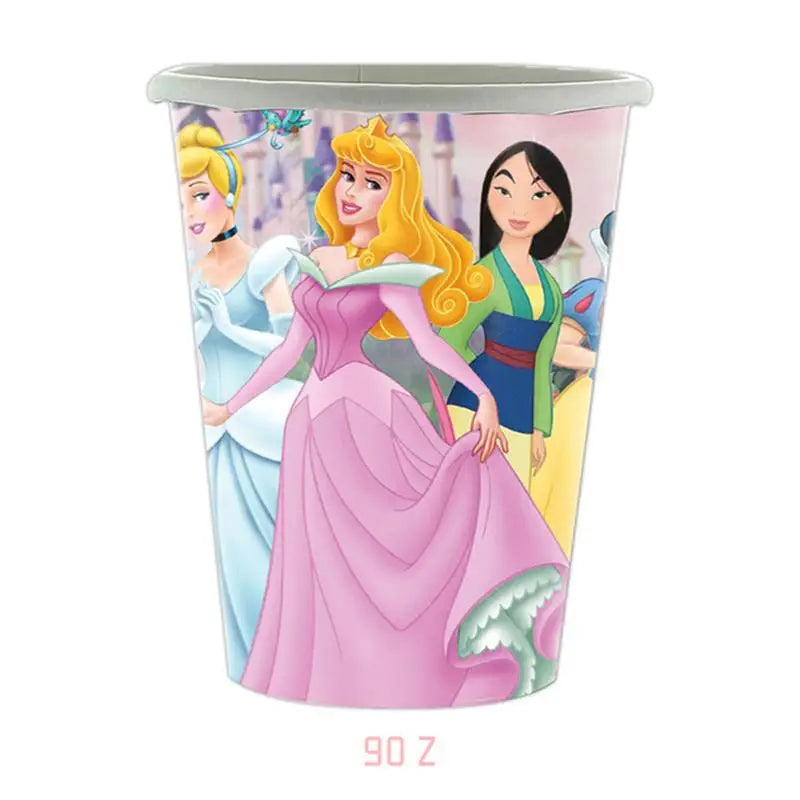 Princess Party Cups Supplies,9oz Disposable Paper Cups for Kids Girls Princess Birthday Party Decorations Tableware